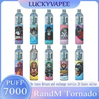 100% d'origine Randm Tornado 7000 Puffs Disposable Vape Pen E Cigarette 1000mAh Batterie rechargeable 14 ml Kit de démarrage de cartouche Big Bar Kit portable