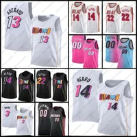 Tyler 14 Herro Jimmy 22 버틀러 농구 유니폼 Dwyane 3 Wade Bam 13 Adebayo Jersey Mens Kyle 7 Lowry Miamis City Heat Mens 2022 2023 Edition Shirt Pink