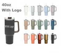 1 st 40oz koppar tumbler med logotyphandelsisolerat rostfritt stål vattenflaskor Lock Straw Coffee Termos Mugs SS0302