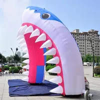 Customized design inflatable shark arch with sharp teeth for park entrance welcome decoration2655