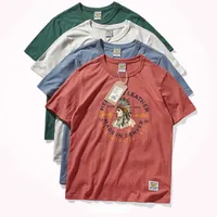 Camisetas para hombres Summer NUEVA Camiseta estampada Vintage para hombres American Casual Round NE Pure Algodón Cotón cepillado Camisa de fondo G230301