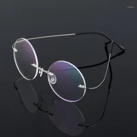 Mode Sonnenbrillen Frames Retro Runde Titanbrillen