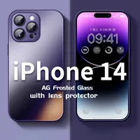 Ag Silicone Matte Glass Case for iPhone 14 13 Pro Max 11 12 Mini XS Max XR X 8 7 Plus Square Frosted Camera Lens Cover