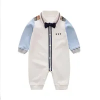 Yierying Baby Casual Romper Boy Gentleman Style Oneie na jesienny kombinezon dla dzieci 100% bawełny LJ201023273r