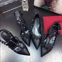 Mode Européenne Rivet Robe Talons Hauts Chaussures En Cuir De Haute Qualité Femmes Dame Sandales 0cm 6cm 8cm 10cm Eur35-41 avec box290n