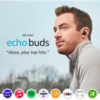 Echo Buds (2. generacji) Prawdziwe bezprzewodowe wkładki douszne z aktywnym odwołaniem szumu i słuchawkami Alexa