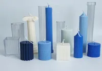 Diy soporte de cepillo largo rayas plásticas de plástico de forma cuadrada jarras de molde de vela 2206109138652