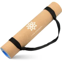 Life Energy 5mm Thick EkoSmart Non Slip Cork Yoga Mat with Carry Strap