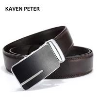Belts Men Brown Belts Genuine Leather Belts for Men High Quality Male Automatic Ratchet Buckle Belt 125" 35mm Wide 110130cm Black Z0228