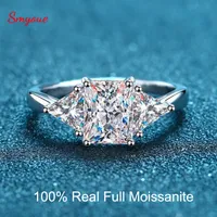 خواتم الزفاف Smyoue Radiant Cut 3ct Full Moissante for Women Lab Grown Diamond Promise Band Plated Platinum الزواج GRA 230303