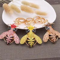 Keychains Rhinestone Bee Keyrings for Women Crystal Cool Insect Bag Pendant Car Key Chains Holder Ringder Ring Drop