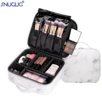 New Female Fashion Professional Makeup Suitcase For Cosmetics Case Marble Women Big Cosmetic Bag Leather For Manicure Brush Case C7239698