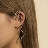 Backs Earrings Punk Clip Earring For Teens Rhinestone Snake Ear Cuff Women Non-pierced Men Retro 2023 Trend Jewelry