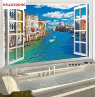 DIY False Window Landscape Urban River Art Sticker Decore Home Decor Vinyl Wall Sticker Paperpaper 4116247