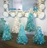 Dekoracje świąteczne drzewo Luminous Stone Manicure DIY Blue Ocean Series Sea Beach z akcesoriami torba ręcznie robione ozdoby do HOM8759600