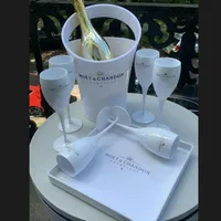 MOET & CHANDON ICE BUCKET CHAMPAGNE FLUTE SET White Plastic Champagne Party Sets305p