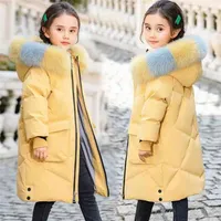 Warm kids Winter Parka Outerwear Teenager Outfit Children clothing faux Fur Coat Hooded Jacket for Girls clothes snowsuit 2109033137