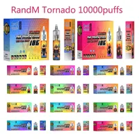 Randm Tornado 10000puffs Одноразовые E Сигареты 20 мл POD Device Devall Device 6 Colors RGB Light 2% 3% 5%. Дополнительные 10K Puffs 850MAH Батарея 24 вкуса