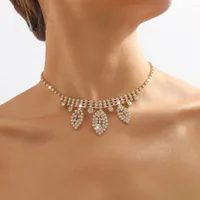 Choker Gold Silver Color Rhinestone Chains Necklaces For Women Clavicle Chain Geometric Necklace Short 2023 Fashion Jewelry