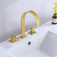 Bathroom Sink Faucets Top Quality Brass Faucet 3 Holes 2 Handles Basin Mixer Tap Copper Modern Design Wash