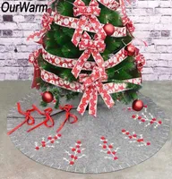 Christmas Decorations OurWarm 122cm Christmas Tree Skirt Aprons Under The Christmas Tree Floor Mat Cover 3D Pom Ball Felt Skirt fo2564405