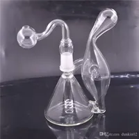 Top quality Glass bong oil rig mini water bongs female 14 5mm dab recycler bong with 14mm female glass oil burner pipe or 14mm tob306g