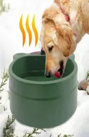 Hundskålar matare husdjur leveranser utomhus värme katt och matplatta automatisk konstant temperaturvärme bevarande vatten grönt 2213834284
