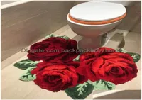 Alfombras 3d Roja Rose Alfombra para alfombra de baño Bethroom Livingroom Alfombras de flores rosadas Mats de baño Antislip T200111 Drop entrega a casa Gar5204089