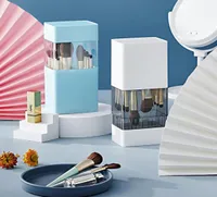 2in1 Brush Holder Drying Rack Makeup Organizer Cosmetic Storage Bucket Plastic Box Dustproof8117038