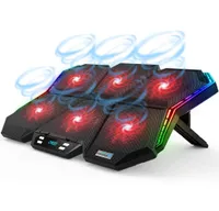 RGB Laptop Cooling Pad LED Screen Gaming Laptop Cooler with 12Mode 6 HighSpeed Adjustable Fans Red LED Light 7 Heights Stand2893227