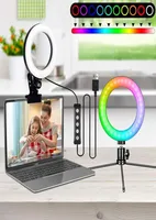 Éclairage de conférence vidéo80quot RGB Selfie Ring Light avec support de trépied Support de fixation Webcam Light avec 3 modes d'éclairage16 Colo1350090