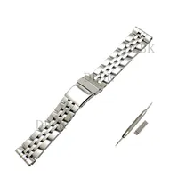 WatchBand 22mm 24mmメンFull Polided Solid Solid Stainless Steel Watch Band Strap折りたたみ安全バックルブレスレットアクセサリーBREITL178M