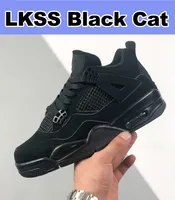 LKSS Black Cat Jumpman 4 4S Chaussures OG Mens Basketball Sneakers Sports Sneakers