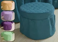 Chair Covers Round Shape Footstool Cover Seat Covering Cushion Polyester Elastic Check Ottoman Living Room CoversChair7950421