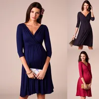 2021 Dresses para mulheres vestidos grávidas Maternity-G-Neck de três quartos de manga plataforma de roupa bonita Festa de gravidez Dre260s