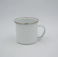 США склад 12 унций Сублимационная эмалевая кружка пустая белая эмалированная кофейная чашка тумблеры с ручкой 350 мл 36шт/корпус