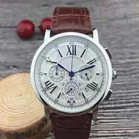 All Dials Working Stopwatch Luxury Mens Relojes con calendario de cuero para hombres de la marca Watch Wallwatch para hombres de alta calidad249h
