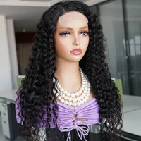 Deep Wave 13x4 HD Lace Frontal Human Hair Wigs Para mulheres negras, perucas de fechamento de cabelos virgens indianos de cabelo virgem com cabelos para bebê T parte da peruca de renda pré -arrancada cor natural