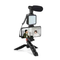 Professional Smartphone Video Kit Microphone LED Light Tripod Holder For Live Vlogging Pography YouTube Filmmaker Accessories Trip302w