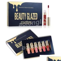 Lip Gloss Gold Birthday Edition 6pcs/Set Lipsticks Matte Liquid Lipstick Makeup Lipgloss Kit Beauty Glazed Cosmetics Drop Delivery H DHCEJ