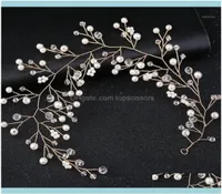Aessories Tools Hair Productsjewelry Wedding Bride Simulated Crystal Pearl Headpieces Tiara Gold Sier Headband1 Drop Delivery 202981266