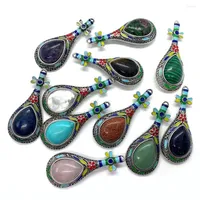 Charms Natural Stone Pipa Brooch Necklace Pendant Sodalite Agate Malachite Abalone Shell Pearl Oyster Jewelry Accessorie