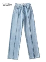 Jeans femminile wixra Spring Women streetwear alla moda pantaloni in denim pantaloni casual Ladies High Waist Topche FINUCE Zippers Jeans sciolti 230303