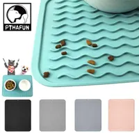 Square Pet Mat For Food Pad Dog Cat Feeding Simple Solid Color Placemat Bowl Silicone nonslip 2106151143367