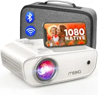 Проекторы с Wi -Fi и Bluetooth Native 1080p Projector для открытого фильма 8500 Lumens Portable Mini Projector, совместимый с мешкой для переноски с iPhone/смартфоном