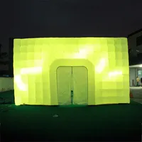 개인화 된 4x4meters LED 조명 팽창 식 큐브 텐트 스퀘어 텐트 캠핑 파티 웨딩을위한 PO 부스 325J
