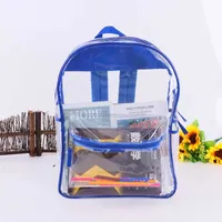 Large transparent pvc student backpack plastic zipper toy stationery bag can be screen printed professional pattern development