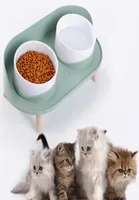 Cat Bowls مغذيات Double Dog Pet تغذية الماء الجرو اللوازم المنتجات الغذاء والكلاب 2211091451857