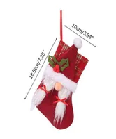 H056 Christmas Stocking 3d Gnome Santa Sock Gift Candy Bag for Fireplace Tree Hanging4038519