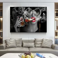 Bar väggdekor rökning och dricka gril duk målning cuadros affischer skriver ut väggkonst för vardagsrum heminredning (ingen ram)